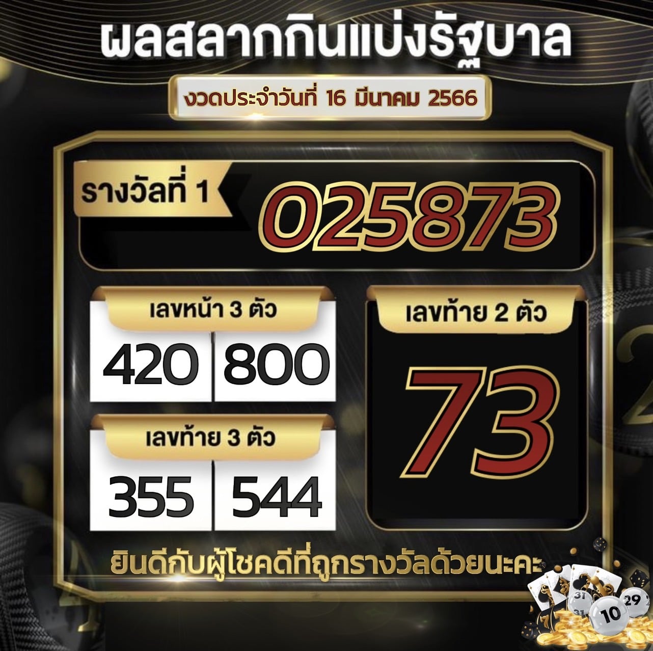 ตรวจหวย 16-3-2566